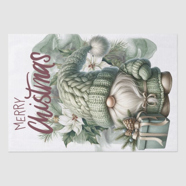 Papel De Seda Pastel Navidades de punto Gnome (Anverso)