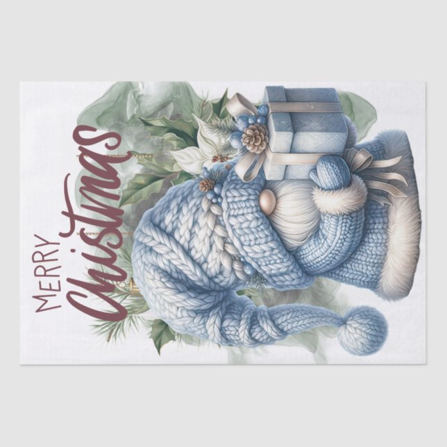 Papel De Seda Pastel Navidades de punto Gnome (Anverso)