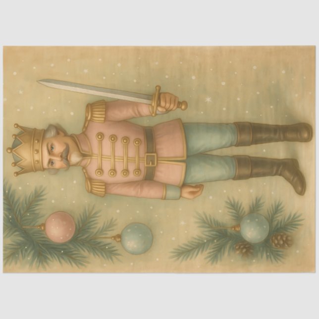 Papel De Seda Pastel Nutcracker Soldier Christmas Decoupage (Anverso)