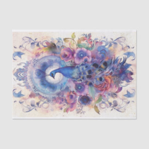 Papel De Seda Pastel Peacock y Florals
