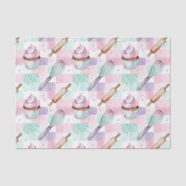 Papel De Seda Pastel Pink & Mint Cupcake Baking Pattern