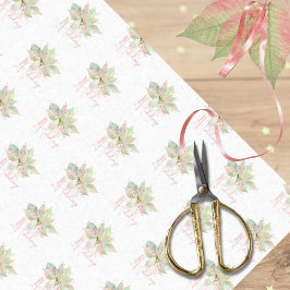 Papel De Seda Pastel Poinsettia Happy Holidays Pink Gold Sage