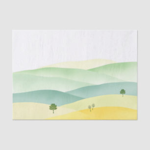 Papel De Seda Pastel Rolling Hills acuarela con verdes acolchado