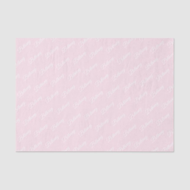 Papel De Seda Pastel rosa con texto blanco. (Anverso)