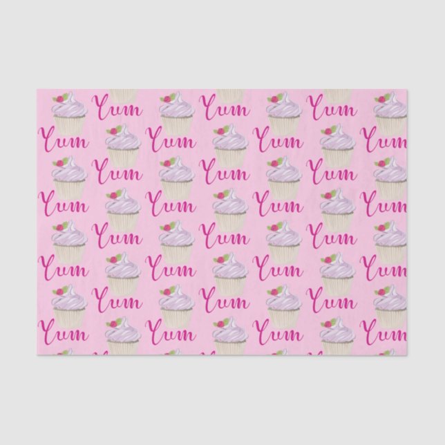 Papel De Seda ¡Pastel rosa de ensueño con Raspberry Yum! (Anverso)
