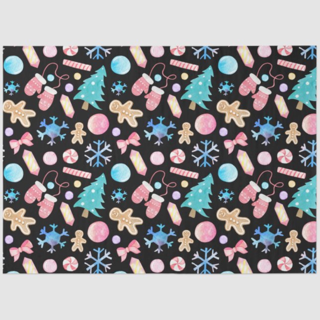 Papel De Seda Pastel Snowflakes Navidades de dulces navideños (Anverso)