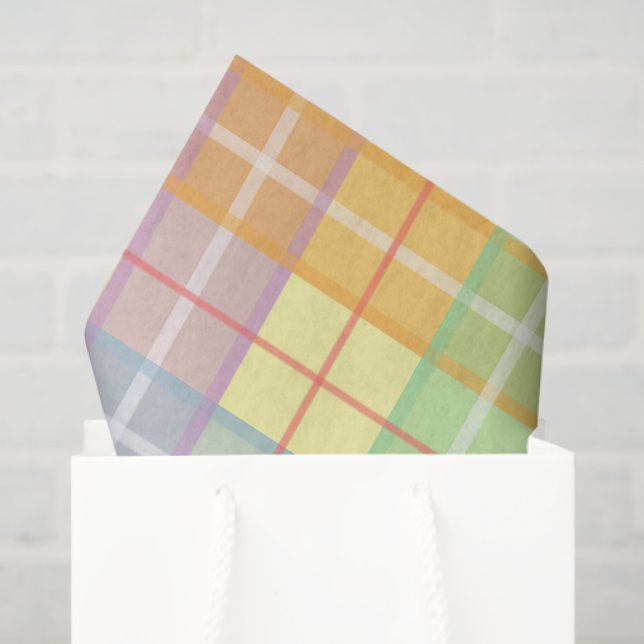 Papel De Seda Pastel Spring Plaid  (Bolsa de regalo)
