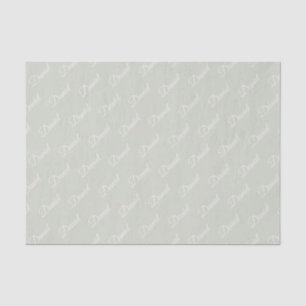 Papel De Seda Pastel verde con texto crema.