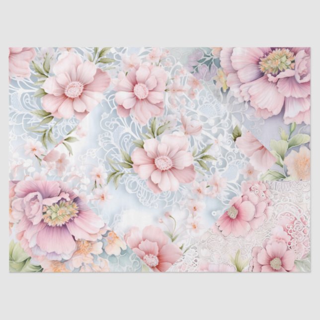 Papel De Seda Pastel Victorian Florals & Lace Decoupage (Anverso)