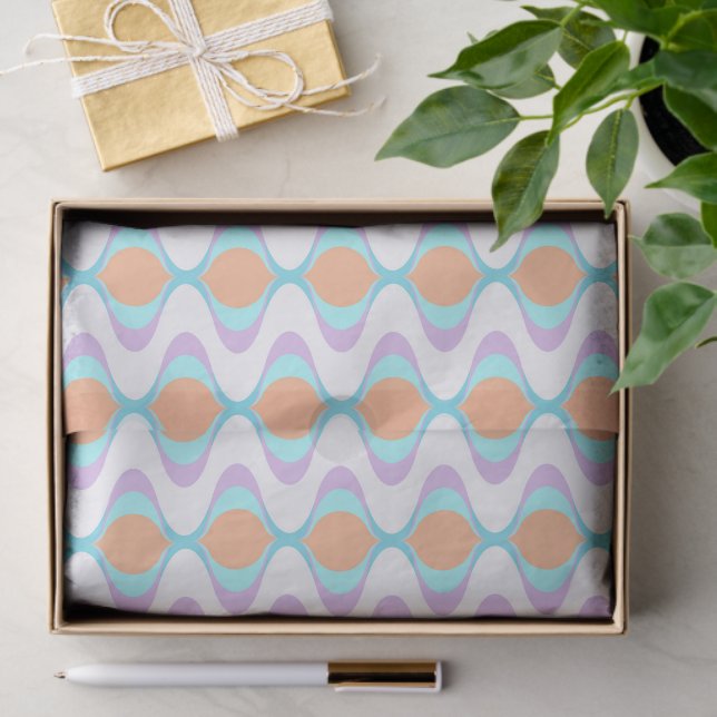 Papel De Seda Pastel Violeta Naranja Aqua Ogeo Azul Ogeo Waves B (Regalo )