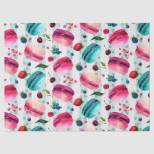 Papel De Seda Pastelería Francesa Macarons Con Berries Y Puntos