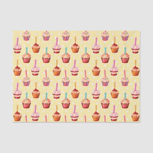Papel De Seda Pasteles de cumpleaños y punto de polka (Anverso)