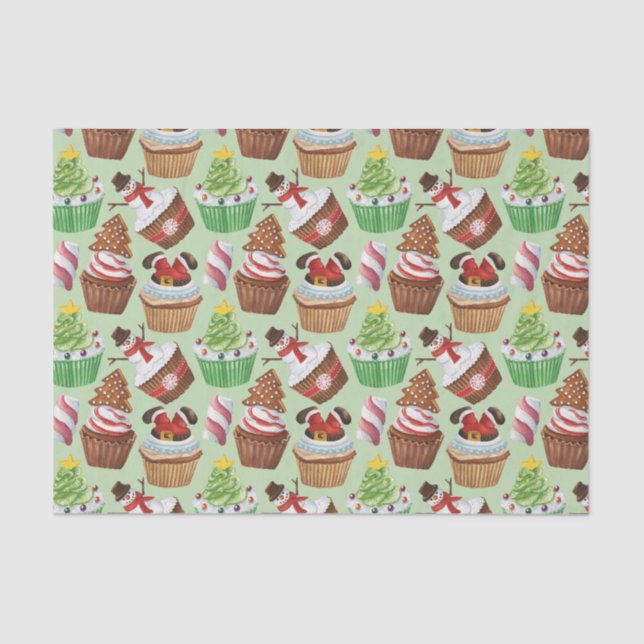 Papel De Seda Pasteles de Navidades de acuarela (Anverso)