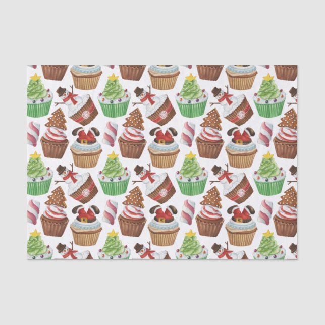 Papel De Seda Pasteles de Navidades de acuarela (Anverso)