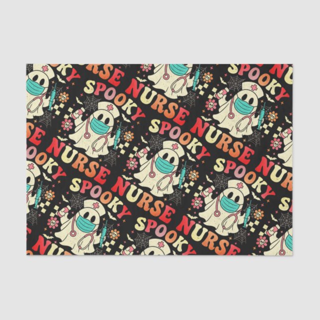 Papel De Seda Pasteles Retro Gráficos de Enfermera Fantasma Cute (Anverso)