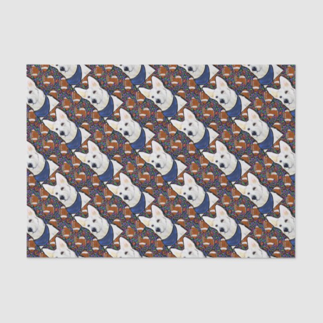 Papel De Seda Pastor Alemán Blanco (Anverso)