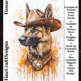 Papel De Seda Pastor Alemán Sheriff Vaquero Perro DP2L Decoupage