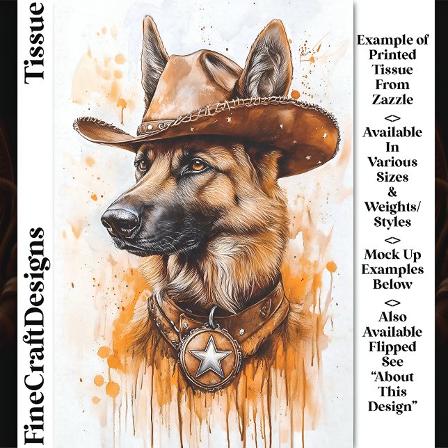 Papel De Seda Pastor Alemán Sheriff Vaquero Perro DP2L Decoupage (Subido por el creador)