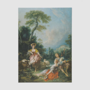 Papel De Seda Pastoral con un gaitero de Francis Boucher 