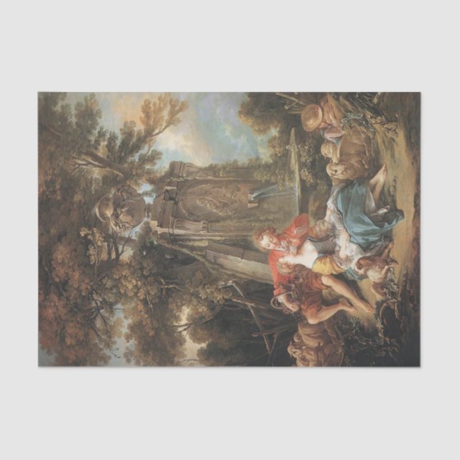Papel De Seda Pastoral de otoño de Francois Boucher (Anverso)