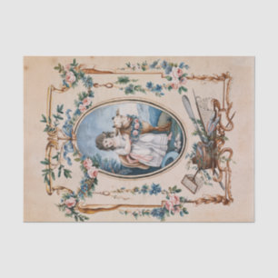 Papel De Seda Pastorcilla con cordero de Jean-Baptiste Huet