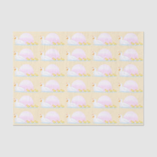 Papel De Seda Pata nadando con su familia 