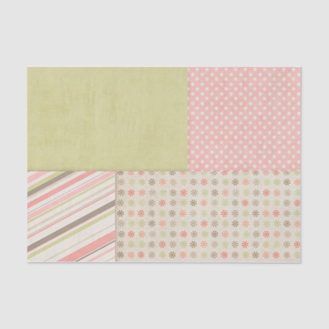 Papel De Seda Patchaje rosa y verde (Anverso)