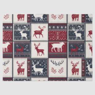 Papel De Seda Patchwork de Navidades nórdicos   Reno de punto
