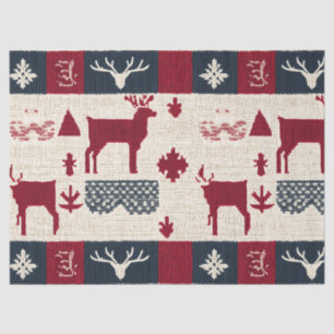 Papel De Seda Patchwork de Navidades nórdicos Renos de punto (
