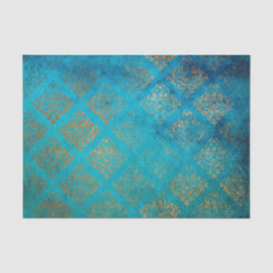 Papel De Seda Pátina de cobre grunge y verdigris turquesa