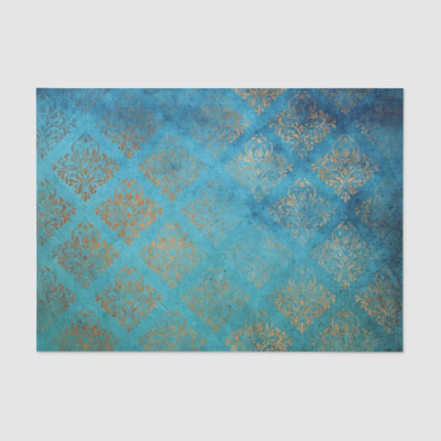 Papel De Seda Pátina de cobre grunge y verdigris turquesa (Anverso)