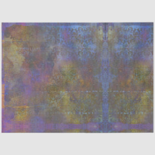 Papel De Seda Pátina Grunge Damasco Cobre Verde Purpura Vintage