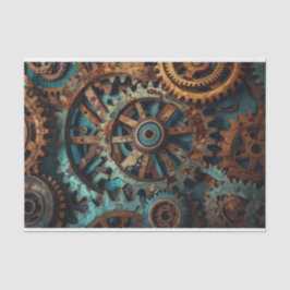 Papel De Seda Patina Rusty Gears Decoupage Paper