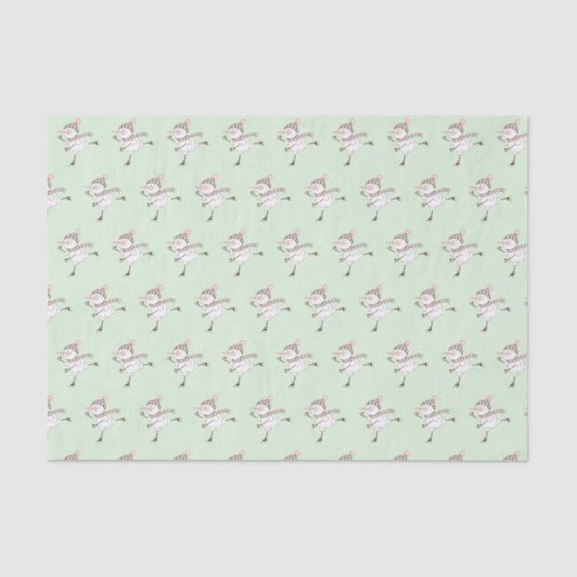 Papel De Seda Patinaje Hielo Snowmen Green (Anverso)
