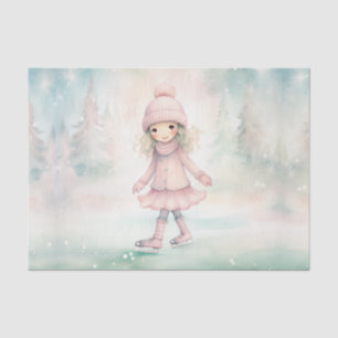 Papel De Seda Patinaje sobre escenas de invierno Chica de menta