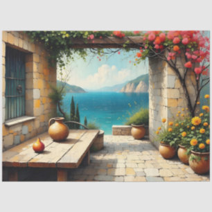 Papel De Seda Patio Mediterráneo Costero