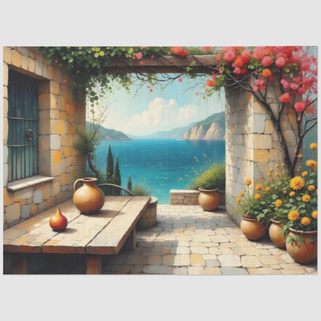 Papel De Seda Patio Mediterráneo Costero (Anverso)