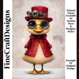 Papel De Seda Pato Adorable Lindo con Abrigo y Sombrero L6 Decou