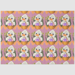 Papel De Seda Pato con huevos de Pascua en canasta