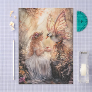 Papel De Seda Pato Encantado Hada Chica Decoupage