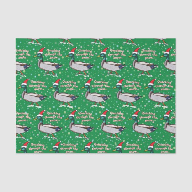 Papel De Seda Pato mallorquín en Santa Hat atravesando la nieve (Anverso)
