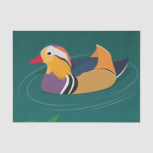 Papel De Seda Pato mandarín colorido arte moderno sobre verde