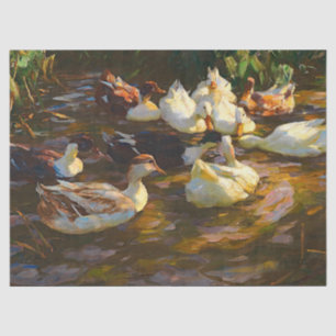 Papel De Seda Patos Blancos Negros Vintage Marrones En La Descom