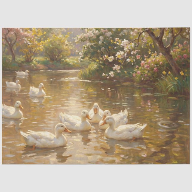 Papel De Seda Patos de llamada en el estanque decoupage (Anverso)