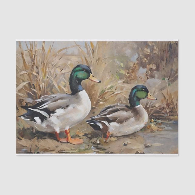 Papel De Seda Patos Silbones Decoupage Acuarela  (Anverso)