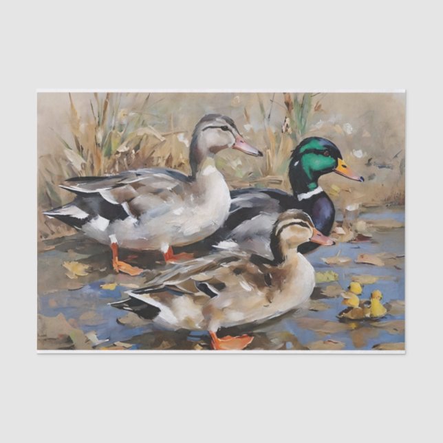 Papel De Seda Patos Silbones Decoupage Acuarela (Anverso)