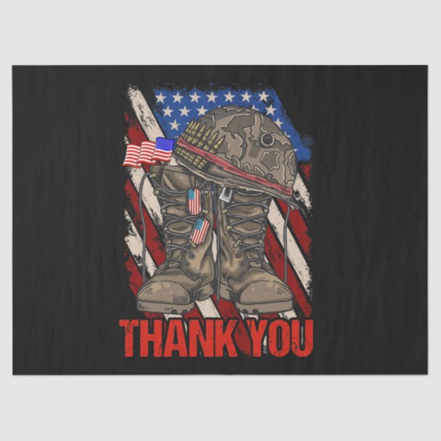 Papel De Seda Patriotic American Flag Thank You (Anverso)