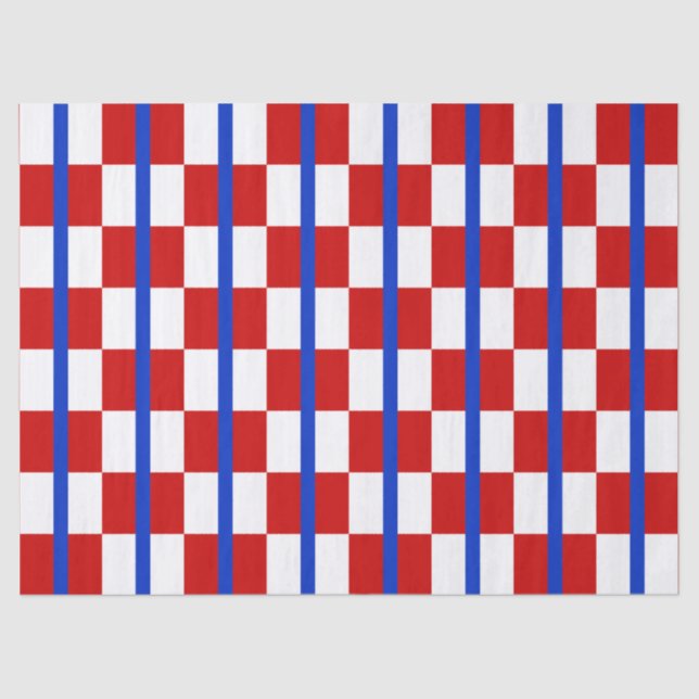 Papel De Seda Patriotic Checker Stripe Tissue Paper (Anverso)