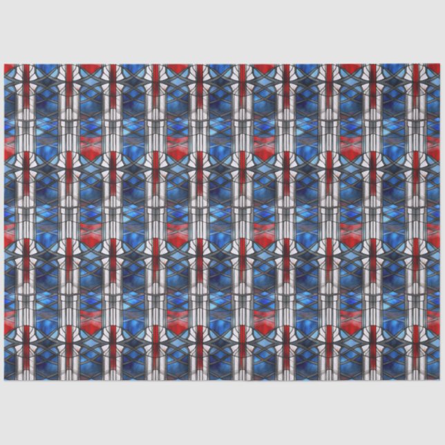 Papel De Seda Patriotic Red Blue Stained Glass  (Anverso)
