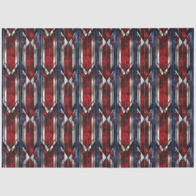 Papel De Seda Patriotic Red White Blue Geometric Pattern (Anverso)